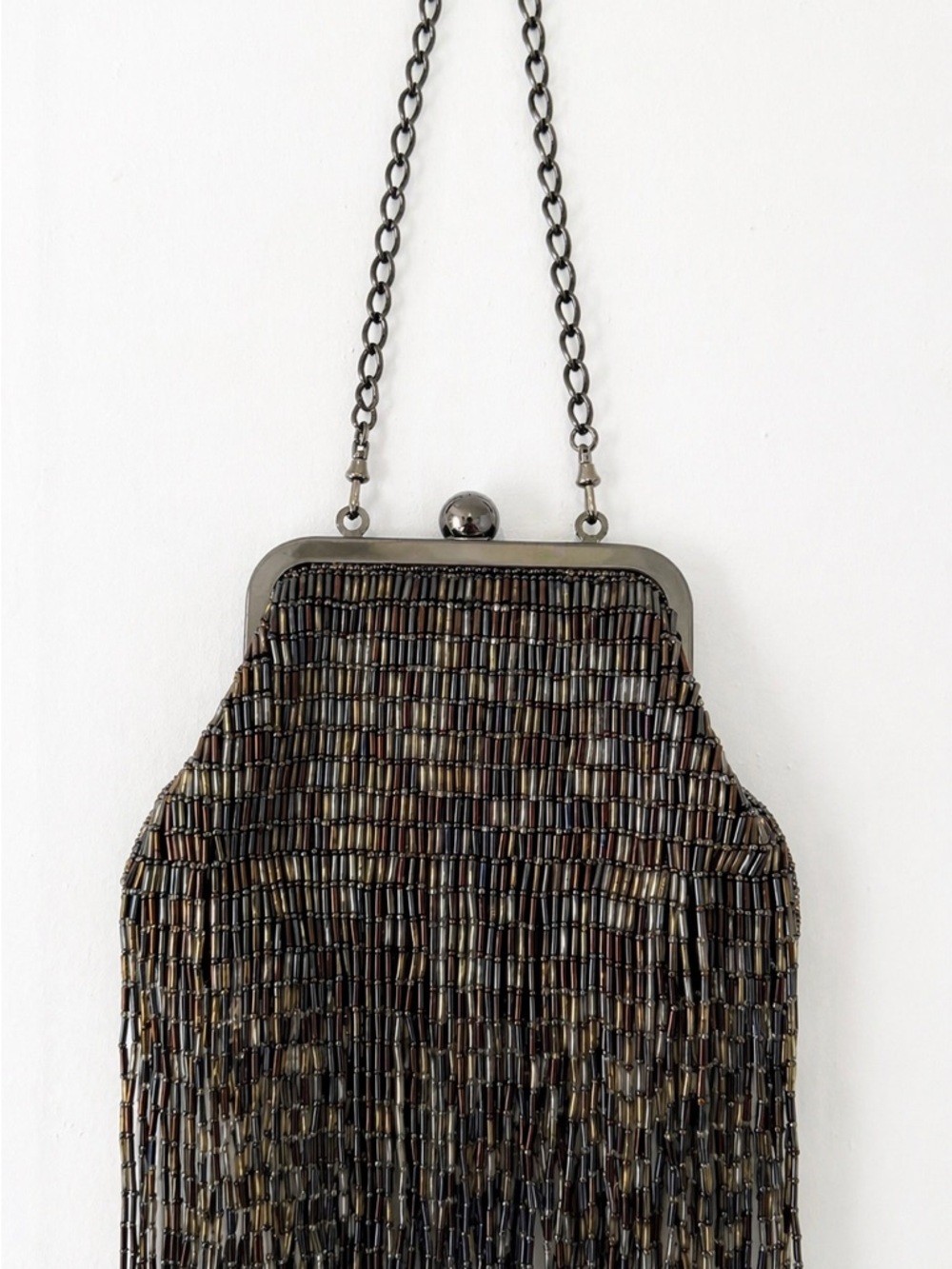 VTG INGE CHRISTOPHER Beaded Fringe Evening Bag - Black/Bronze